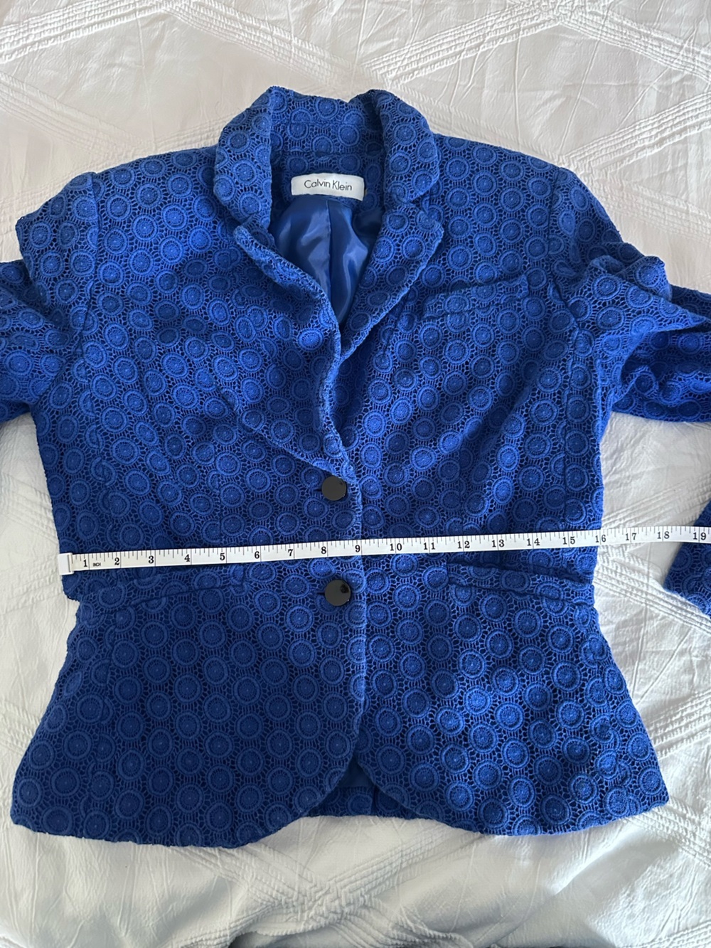 Blue Textured Circlet-Pattern Blazer - Picture 6 of 9